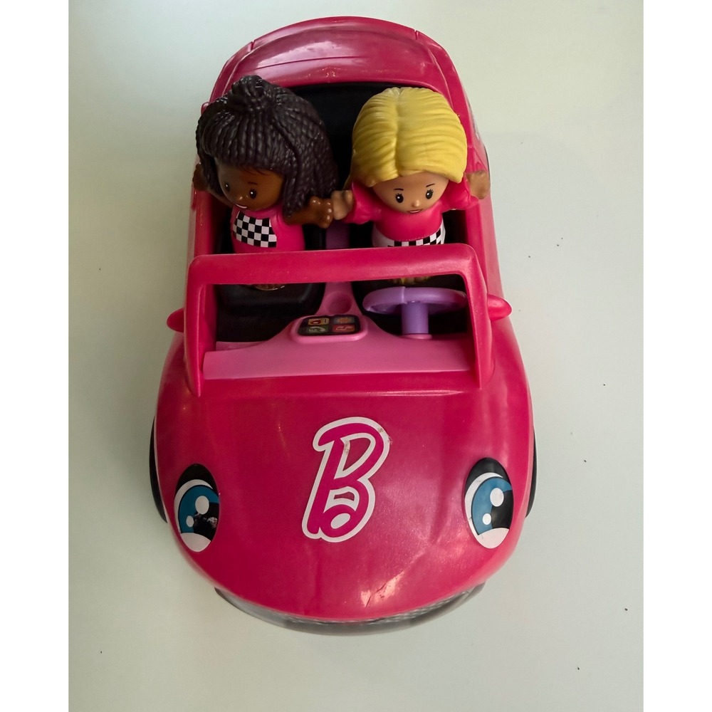 Fisher Price Little People Barbie Beach Cruiser Pink Convertible Car 2 Figures